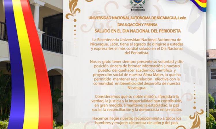 UNAN León Saluda el Día del Periodista Nicaraguense.