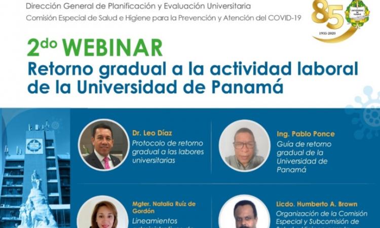 Realizan 2do webinar “Retorno gradual a la actividad laboral de la Universidad de Panamá”