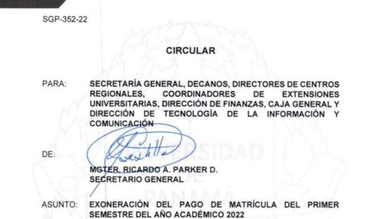 Universidad de panamá exonera pago de la matrícula del primer semestre del 2022