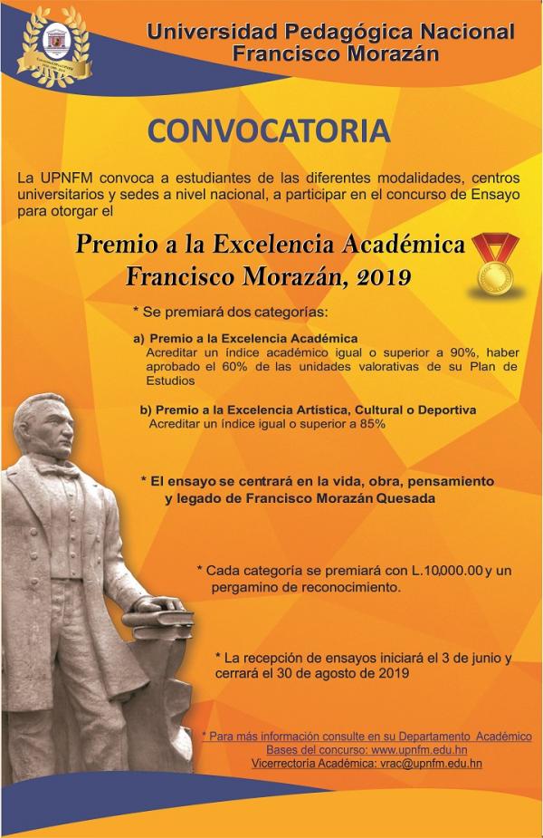 Afiche Convocatoria Premio a la excelencia academica 2019 roo