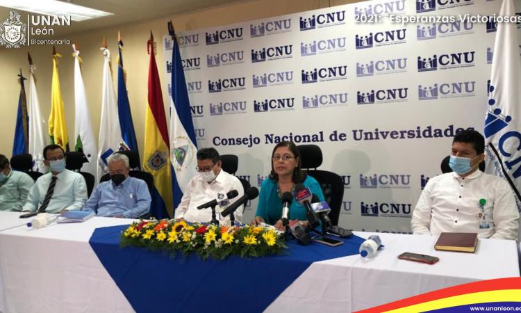 La UNAN-León Bicentenaria, participó  en la conferencia de prensa ofrecida por el Consejo Nacional de Universidades