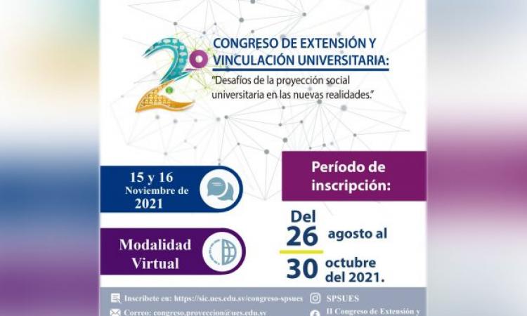 2° Congreso de Extensión y Vinculación Universitaria inicia el 15 de noviembre