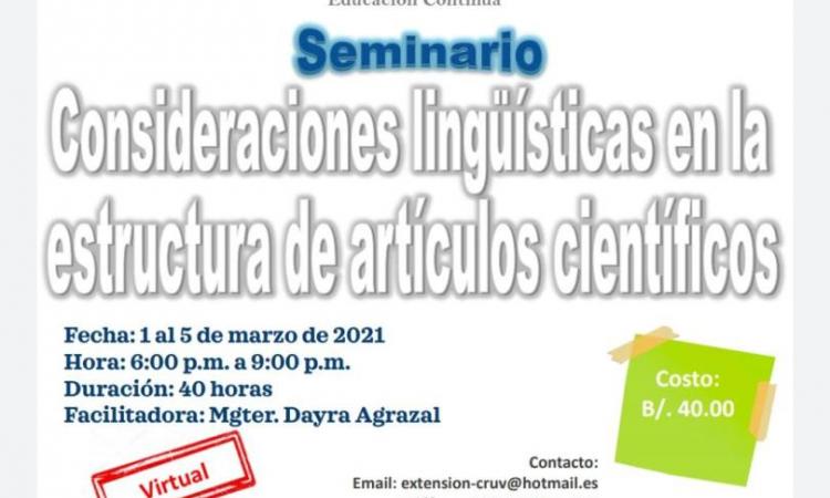 CRU de Veraguas ofrece Seminario Consideraciones Lingüísticas En La Estructura De Artículos Científicos