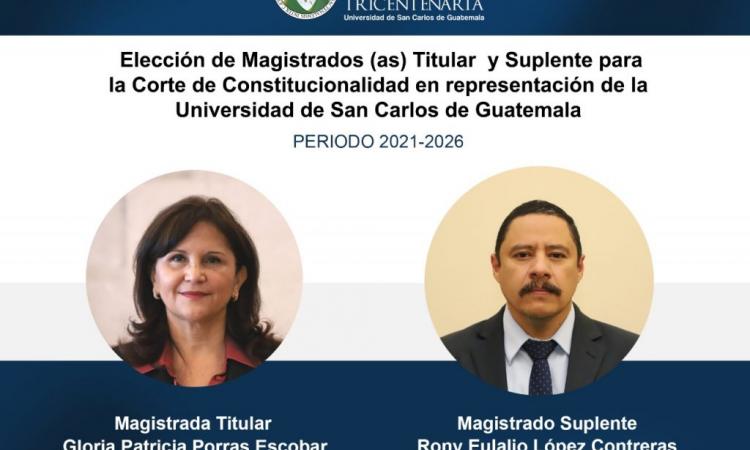 Gloria Porras y Rony López son elegidos como Magistrados de la CC por la USAC