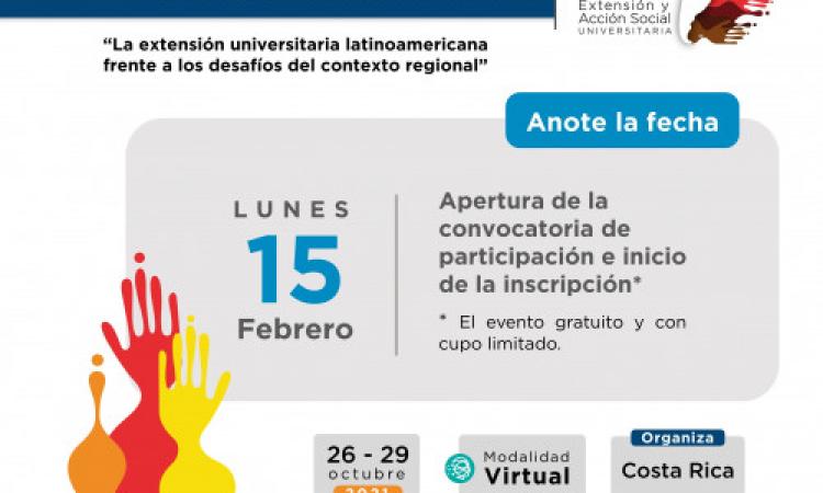 Costa Rica organizará el XVI Congreso Latinoamericano y Caribeño de Extensión y Acción Social Universitaria 2021