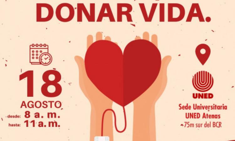 UNED Atenas albergará campaña “Donar sangre, es donar vida”
