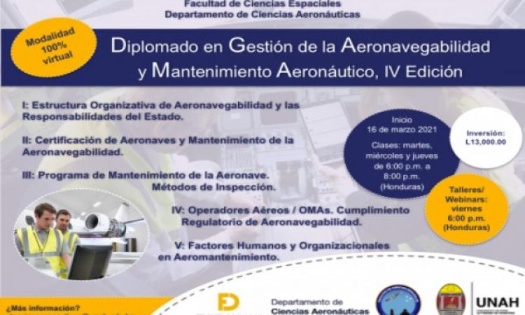 Abiertas inscripciones para Diplomado en Gestión de Aeronavegabilidad y Mantenimiento Aeronáutico