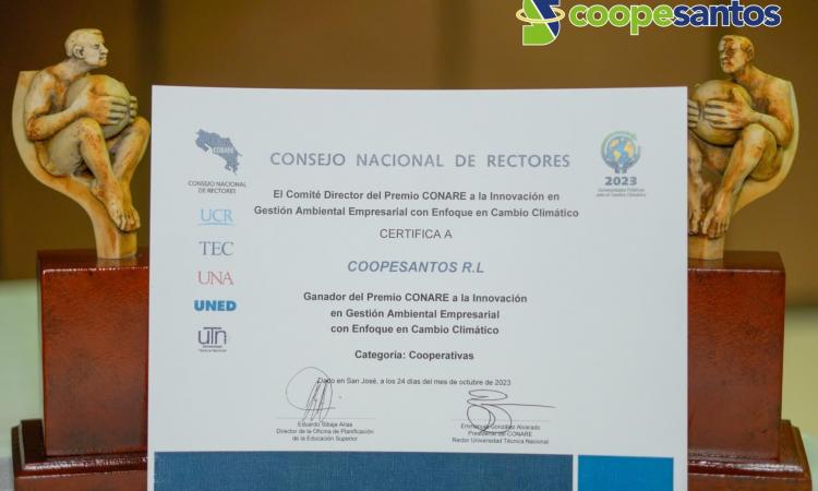 CONARE premió Innovación en Gestión Ambiental Empresarial